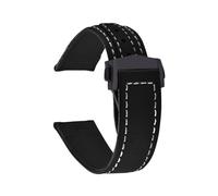 XNJIADVSY Compatible With Omega Seamaster Sailcloth Leather Watch Strap 20mm 22mm Canvas Band Waterproof Sport Business Wristband Men(Black White-Black,20mm)