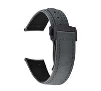 XNJIADVSY Compatible With Omega Seamaster Sailcloth Leather Watch Strap 20mm 22mm Canvas Band Waterproof Sport Business Wristband Men(Gray-Black,20mm)