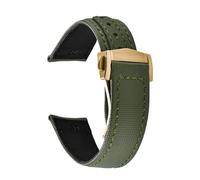 XNJIADVSY Compatible With Omega Seamaster Sailcloth Leather Watch Strap 20mm 22mm Canvas Band Waterproof Sport Business Wristband Men(Green-Gold,20mm)