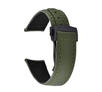 XNJIADVSY Compatible With Omega Seamaster Sailcloth Leather Watch Strap 20mm 22mm Canvas Band Waterproof Sport Business Wristband Men(Green-Black,20mm)
