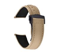 XNJIADVSY Compatible With Omega Seamaster Sailcloth Leather Watch Strap 20mm 22mm Canvas Band Waterproof Sport Business Wristband Men(Khaki-Black,22mm)