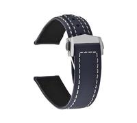 XNJIADVSY Compatible With Omega Seamaster Sailcloth Leather Watch Strap 20mm 22mm Canvas Band Waterproof Sport Business Wristband Men(Blue White-Silver,22mm)