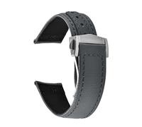 XNJIADVSY Compatible With Omega Seamaster Sailcloth Leather Watch Strap 20mm 22mm Canvas Band Waterproof Sport Business Wristband Men(Gray-Silver,22mm)