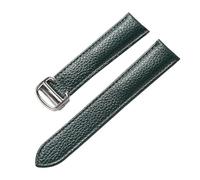 XNJIADVSY Compatible With Pebbled Soft Leather Strap Replacement Cartier Solo London Foldover Clasp 14 16 18 20 22mm Watch Accessories(Dark green,21mm)