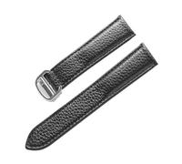XNJIADVSY Compatible With Soft Leather Pebbled Strap Replacement Cartier London 14mm 16mm 18mm 20mm 22mm Accessories(Black silver buckle,16mm)