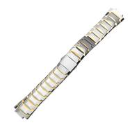 XNJIADVSY Compatible With Watch Strap Rado 6021 Series Solid Tungsten Steel Butterfly Buckle Concave Mouth Men's And Women's Watchband 21 * 12mm 13.5 * 6.5mm(Silver gold,13.5-6.5mm)