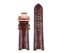 XNJIADVSY Concave replacement interface leather strap compatible with Folli Follie Rossini Casio King women's watch bracelet(Brown RG folding,12.5mm)