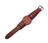 XNJIADVSY Leather Retro Strap Hand Brushed Watch Chain Base Style Compatible With Fossil Panerai Rolex Tudor Accessories 18 20 22(Brown-silver-C,24mm)