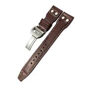 XNJIADVSY Leather Rivet Watchband Compatible With IWC Big Pilot's Watch TOP SPITFIRE Le Petit Prince Calfskin Strap 20mm 21mm 22mm(Brown white Bamboo,22mm)