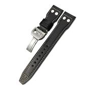 XNJIADVSY Leather Rivet Watchband Compatible With IWC Big Pilot's Watch TOP SPITFIRE Le Petit Prince Calfskin Strap 20mm 21mm 22mm(Black white smooth,22mm)