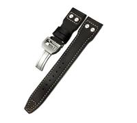 XNJIADVSY Leather Rivet Watchband Compatible With IWC Big Pilot's Watch TOP SPITFIRE Le Petit Prince Calfskin Strap 20mm 21mm 22mm(Brown white smooth,20mm)