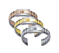 XNJIADVSY Substitute Watch Metal Strap 20mm22mmSolid Three Bead Stainless Steel Universal Compatible With Men And Women(Silver,22mm)