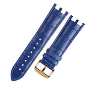 XNJIADVSY Watchband Compatible With Versace V-RACECHRONO Series GMT Double Concave Convex Interface Leather Watch Strap Men's 22mm(Blue-rosegold1)