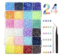 XNJIHWA 24 Colours Flatback Round Rhinestones 3mm Multicolor Flatback Gems Resin Jelly Rhinestone with Pick Up Tweezers and Pen for DIY Crafts Mugs Clothing Shoes Nail Art