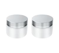 XNJIHWA 2Pcs Empty Cosmetic Containers Jars 50ml/50g,Transparent Refillable Frosted Cosmetic Glass Jars with Screw Silver Lids and White Inner Liners for Face Cream Lotion
