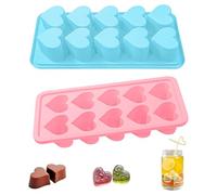 XNJIHWA 2Pcs Heart Shaped Silicone Molds Pink Chocolate Moulds Blue Hearts Ice Cube Tray Heart Shaped Mould for Food,Backing,Ice Cubes,Candy,Chocolate,Cocktails,Whiskey,Candle
