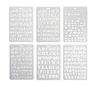 XNJIHWA 6Pcs Alphabet Stencil Set Plastic Stencils Letters Calligraphy Stencil Letter Stencils for Crafts Reusable DIY Craft Spraying Painting Drawing Diary Scrapbook