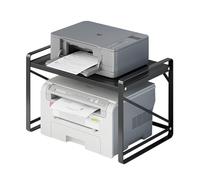 XNKLPY 2-Tier Desktop Printer Stand with Open Shelf Multi-Purpose Desktop Storage and Organize Book Shelf Printer Shelf for Office Study Kitchen Bedroom Black Medium