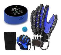XNKLPY Finger and Hand Function Rehabilitation Trainer Robotic Rehab Gloves Hand Massager for Arthritis Stroke Patient Aids Finger Straightening Brace Guard Protector(Size:Left XXL,Color:Blue)