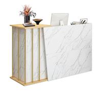XNKLPY Reception Desk with Lockable Drawer White Corner Cashier Computer Desk Reception Counter with Storage Cabinet with Doors Modern Checkout Front Desk for Salon Lobby Store B 100cm