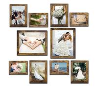 xnlkros Picture Frame Set 10 pack, Farmhouse Photo Frames, Gallery Wall Frame Collage, 8x10 5x7 4x6 Frames in 3 Different Finishes Picture Frames For Wall or Desk