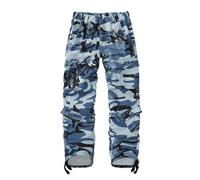 XNMAYA Women's Cargo Pants Quick Dry Casual Military Army Camo Combat Work Casual Pants with Pockets, Blue Black, 14