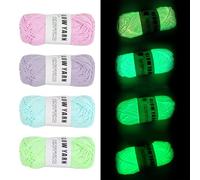 xnnmzhao Glow in the Dark Yarn, 4 Rolls Luminous Hand Knitting Yarn, 0.2 mm Diameter, 53 Metres Long, DIY Fabric, Polyester, Hand Knitting, Knitting Yarn for Art, Craft, Sewing Beginners