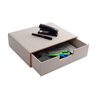 XNONE Desk organiser with 1 drawers, PU leather desk accessory and workspace organiser A4 paper sorter/multifunctional/office storage for letters, documents, mail, file storage box（ Beige）