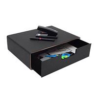 XNONE Drawer Box, A4 PU Leather & MDF Drawer Box for Documents and Office Supplies, Desk Organiser, Desk Butler Office, Storage System Made of Fibreboard and Paper, Black