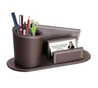 XNONE Fashion Personality PU Leather Pen Holder Office Supplies Desktop Organiser Desktop Organiser and Business Card Holder Pen Holder (Brown)