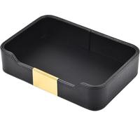 XNONE Luxury Leather Desktop Storage,Premium PU Leather Valet Tray Organizer,Entryway Table Decorative Tray,Nightstand Caddy Holder for Remote Controller,Keys,Phone,Wallet,Watch,Jewelry (Black)