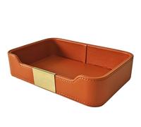 XNONE Luxury Leather Desktop Storage,Premium PU Leather Valet Tray Organizer,Entryway Table Decorative Tray,Nightstand Caddy Holder for Remote Controller,Keys,Phone,Wallet,Watch,Jewelry (Orange)