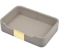 XNONE Luxury Leather Desktop Storage,Premium PU Leather Valet Tray Organizer,Entryway Table Decorative Tray,Nightstand Caddy Holder for Remote Controller,Keys,Phone,Wallet,Watch,Jewelry (Grey)