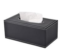 XNONE Tissue Box Cover PU Leather Tissue Box Holder Rectangle Tissue Organizer Napkin Dispenser for Home,Office,Restaurant,Dresser,Car,Bathroom Decor (Black)