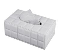 XNONE Tissue Box Cover PU Leather Tissue Box Holder Rectangle Tissue Organizer Napkin Dispenser for Home,Office,Restaurant,Dresser,Car,Bathroom Decor (White Checker)