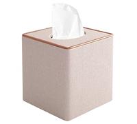 XNONE Tissue Box Cover Pu Leather Tissue Box Holder Square Tissue Organizer Napkin Dispenser for Home,Office,Restaurant,Dresser,Car,Bathroom Decor,Beige