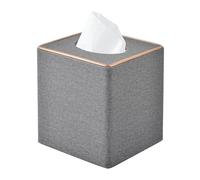XNONE Tissue Box Cover Pu Leather Tissue Box Holder Square Tissue Organizer Napkin Dispenser for Home,Office,Restaurant,Dresser,Car,Bathroom Decor (Grey)