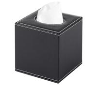 XNONE Tissue Box Cover PU Leather Tissue Box Holder Square Tissue Organizer Napkin Dispenser for Home,Office,Restaurant,Dresser,Car,Bathroom Decor,Black