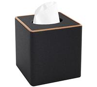 XNONE Tissue Box Cover Pu Leather Tissue Box Holder Square Tissue Organizer Napkin Dispenser for Home,Office,Restaurant,Dresser,Car,Bathroom Decor (Black)