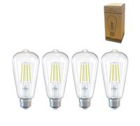 Xnordcaper E27 Dimmable Vintage Edison LED Light Bulbs, 4W Energy Saving ST64 LED Filament Light Bulbs Clear Glass 6000k Cool White E27 Squirrel Cage Retro Edison Screw Bulbs, 40W Equivalent, 4Pack