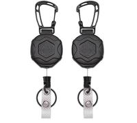 Xnourney 2 Pack Retractable Keychain Heavy Duty, Badge Reels Retractable, Tactical ID Badge Holder with Upgraded Zinc Alloy Carabiner, 31.5'' Coated Steel Cord, Bearing 9 oz