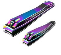 Xnourney Nail Clippers Set, Heavy Duty Rainbow Stainless Steel Nail Clipper with Nail File, Ultra Sharp Fingernail and Toenail Clipper Cutters, Nail Clipper Tools for Men & Women
