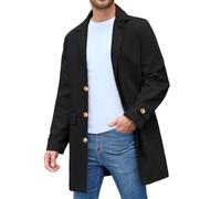Xnova Mens Lightweight Trench Coat Mid Length Windbreaker(Black,M)
