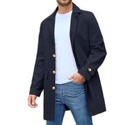 Xnova Mens Lightweight Trench Coat Mid Length Windbreaker(Blue,XXL)