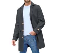 Xnova Mens Lightweight Trench Coat Mid Length Windbreaker(Grey,L)