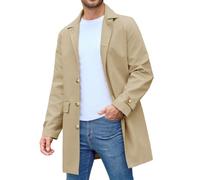 Xnova Mens Lightweight Trench Coat Mid Length Windbreaker(Khaki,L)