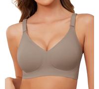 Xnova Womens Bras Seamless Full Coverage Ladies Non Wired Support V Neck Padded Comfort Sleeping Bra Soft T Shirt Bra Wireless Zero Feel Bralettes, Grey, XL