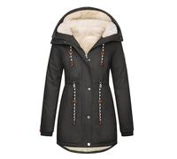 Xnova Womens Winter Fleece Lined Coats Warm Cotton Parka Jackets Ladies Padded Thermal Overcoat with Hooded and Drawstring Zip Up Windproof Outerwear, Dark Grey, S