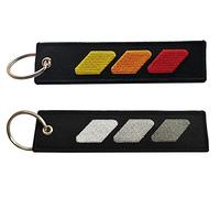 Xnqdre Tri-Color Tag Keychain with Key Ring fit Toyota Tacoma TRD 4Runner Tundra Rav4 Highlander Car Keychain Accessories., Yellow Red and White Gray-a, Universal