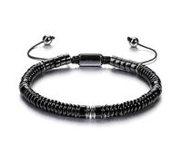 Xnqelerate Adjustable Beaded Bracelet Men, Mix Polishing Elastic Bracelet, For Husband, Dad, Boyfriend Festival Gift(Black G)